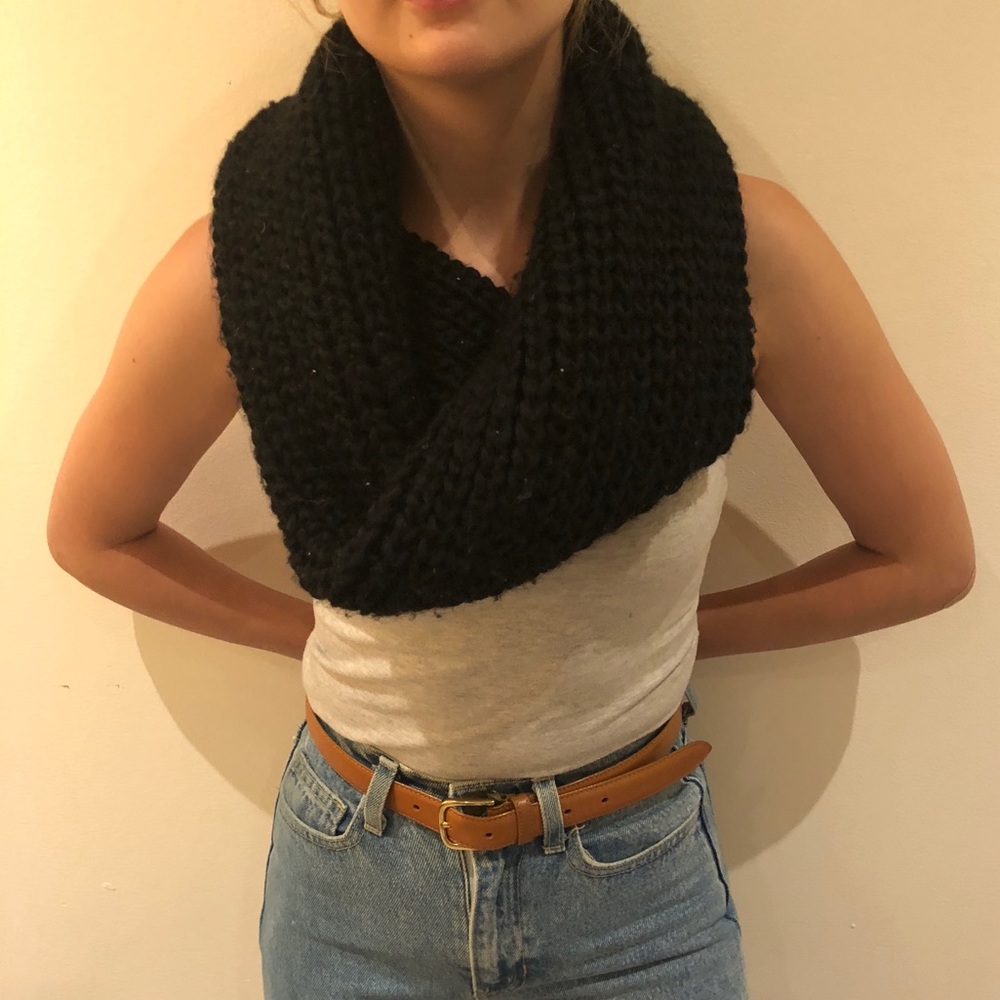 Black Knit Circle Scarf